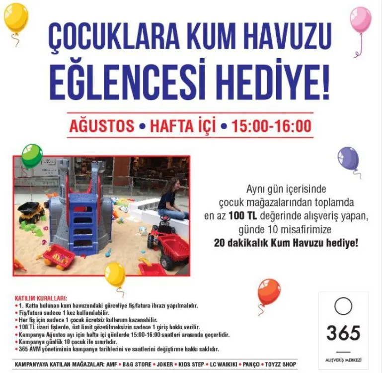 365 AVM'den Çocuklara kum havuzu eğlencesi hediye!