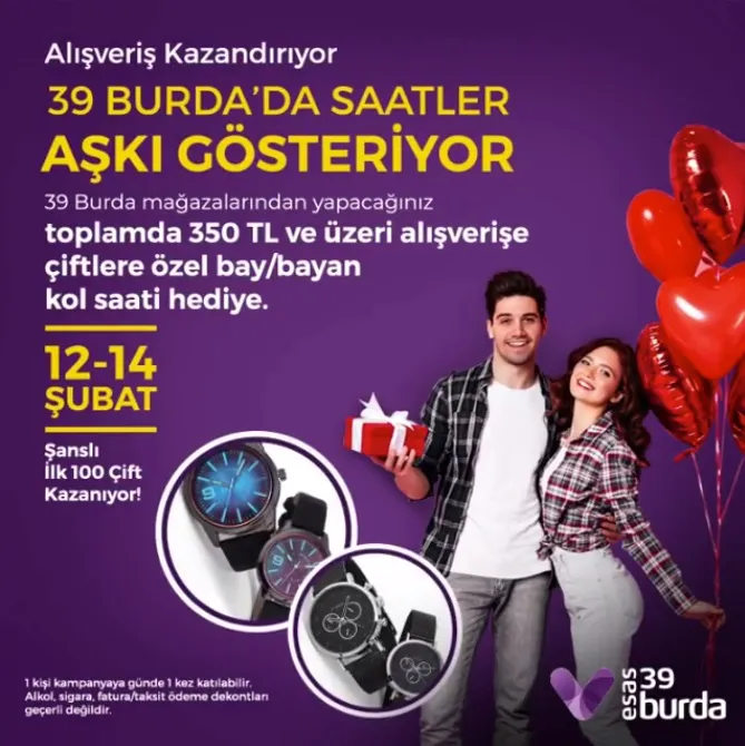 39 Burda Alışveriş sonrası saatlerden biri sana biri aşkına!