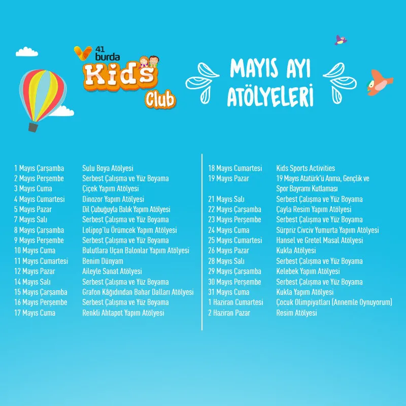 41 Burda Kids Club Mayıs Ayı Atölyeleri! 41 Burda Kids Club Mayıs Ayı Atölyeleri!