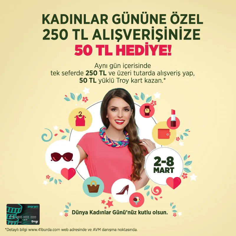 41 Burda AVM'den Kadınlar Günü’ne özel 50 TL hediye! 41 Burda AVM'den Kadınlar Günü’ne özel 50 TL hediye!