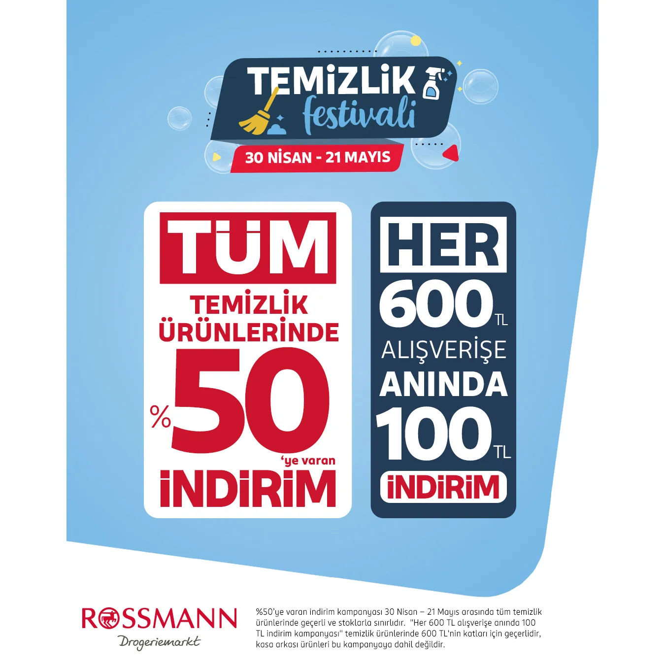 Rossmann Temizlik Festivali %50'ye Varan İndirim Fırsatı!