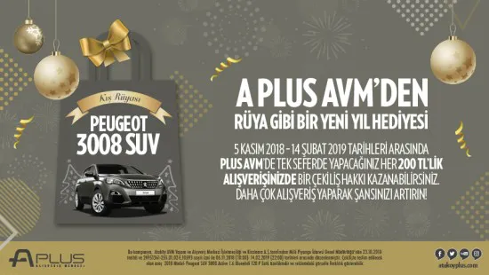 A Plus Avm’den Rüya Gibi Bir Yeni Yıl Hediyesi Peugeot 3008 SUV! A Plus Avm’den Rüya Gibi Bir Yeni Yıl Hediyesi Peugeot 3008 SUV!
