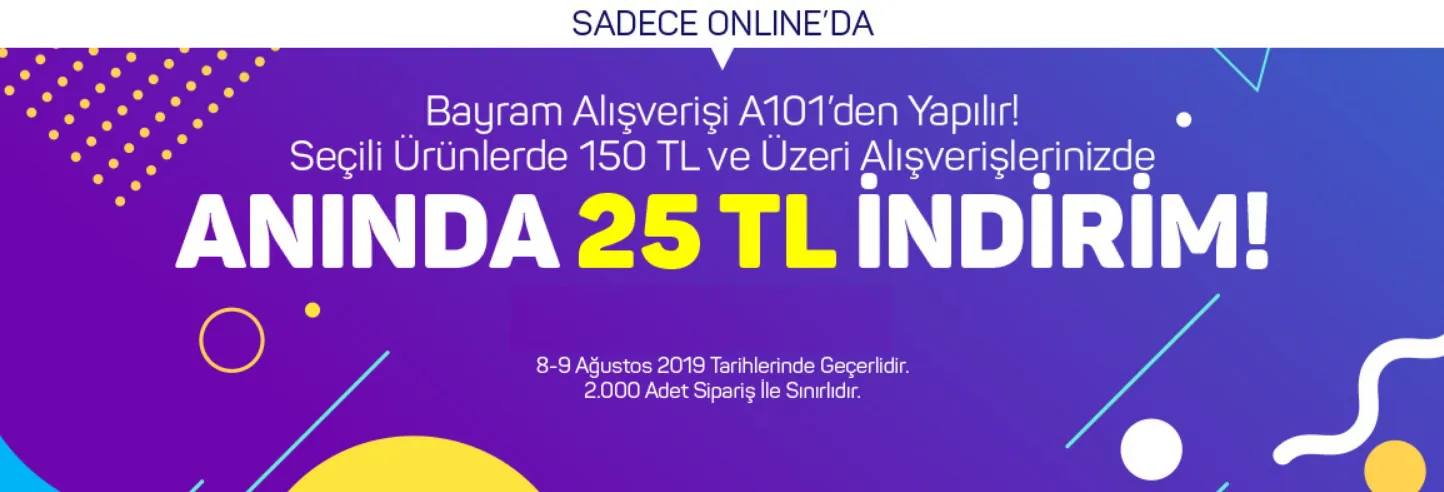A101 Online'da Anında 25 TL İndirim Fırsatı!