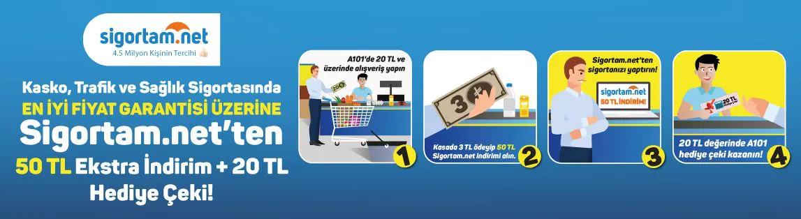 A101'den Alışveriş 50 TL Sigortam.net İndirimi Kazandırıyor!