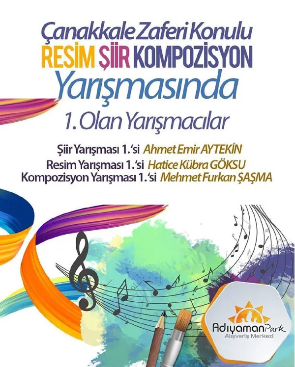 Adıyaman Park Resim Şiir Kompozisyon Yarışması Sonucu Açıklandı!