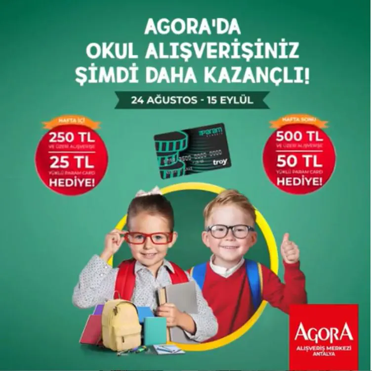 Agora Antalya'da okul alışverişiniz şimdi daha kazançlı!