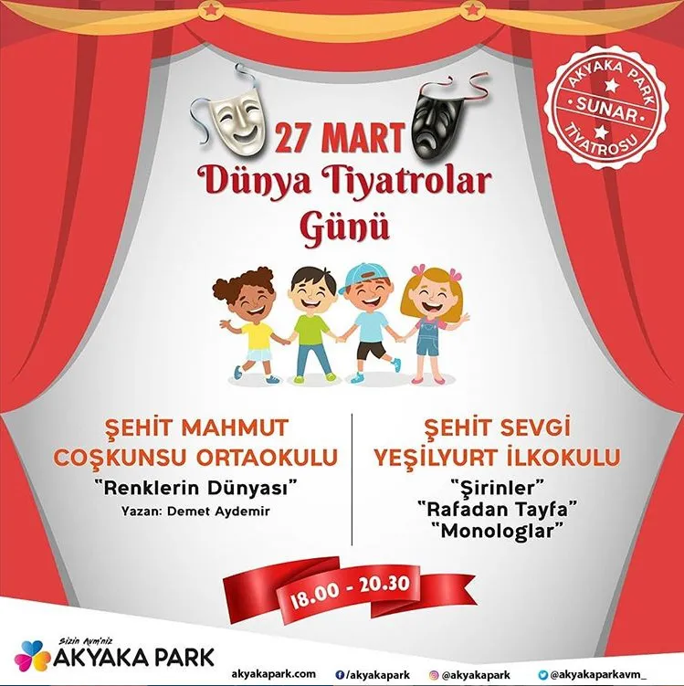 Akyaka Park Dünya Tiyatrolar Günü Etkinliği! Akyaka Park Dünya Tiyatrolar Günü Etkinliği!