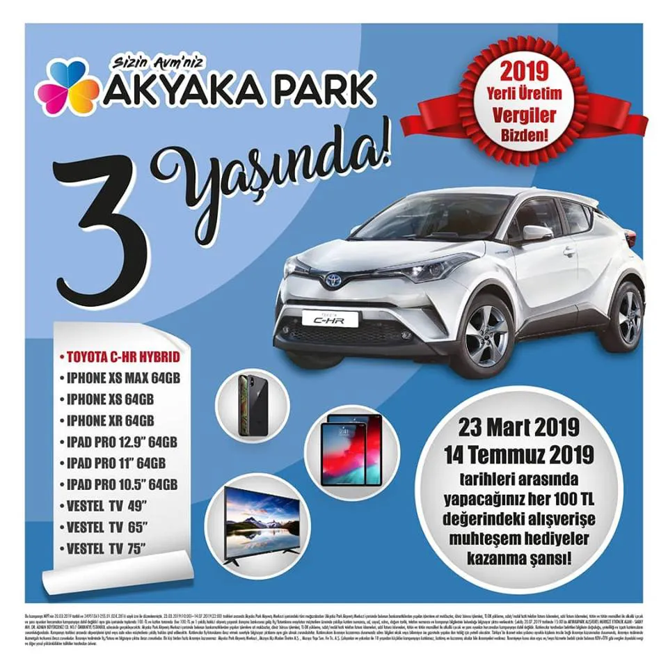 Akyaka Park 3. Yaş Toyota C-HR Hybrid Çekiliş Kampanyası!