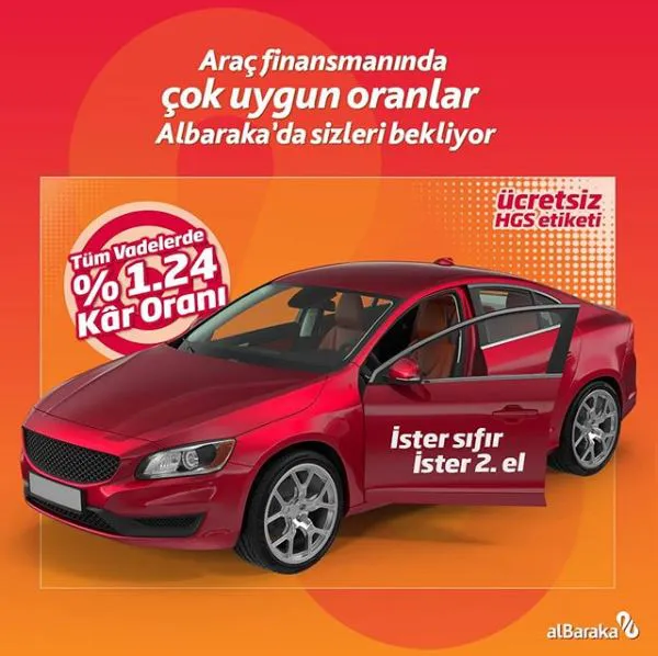 Albaraka'dan %1,24 kâr oranı ile Araç Finansmanı Fırsatı! Albaraka'dan %1,24 kâr oranı ile Araç Finansmanı Fırsatı!