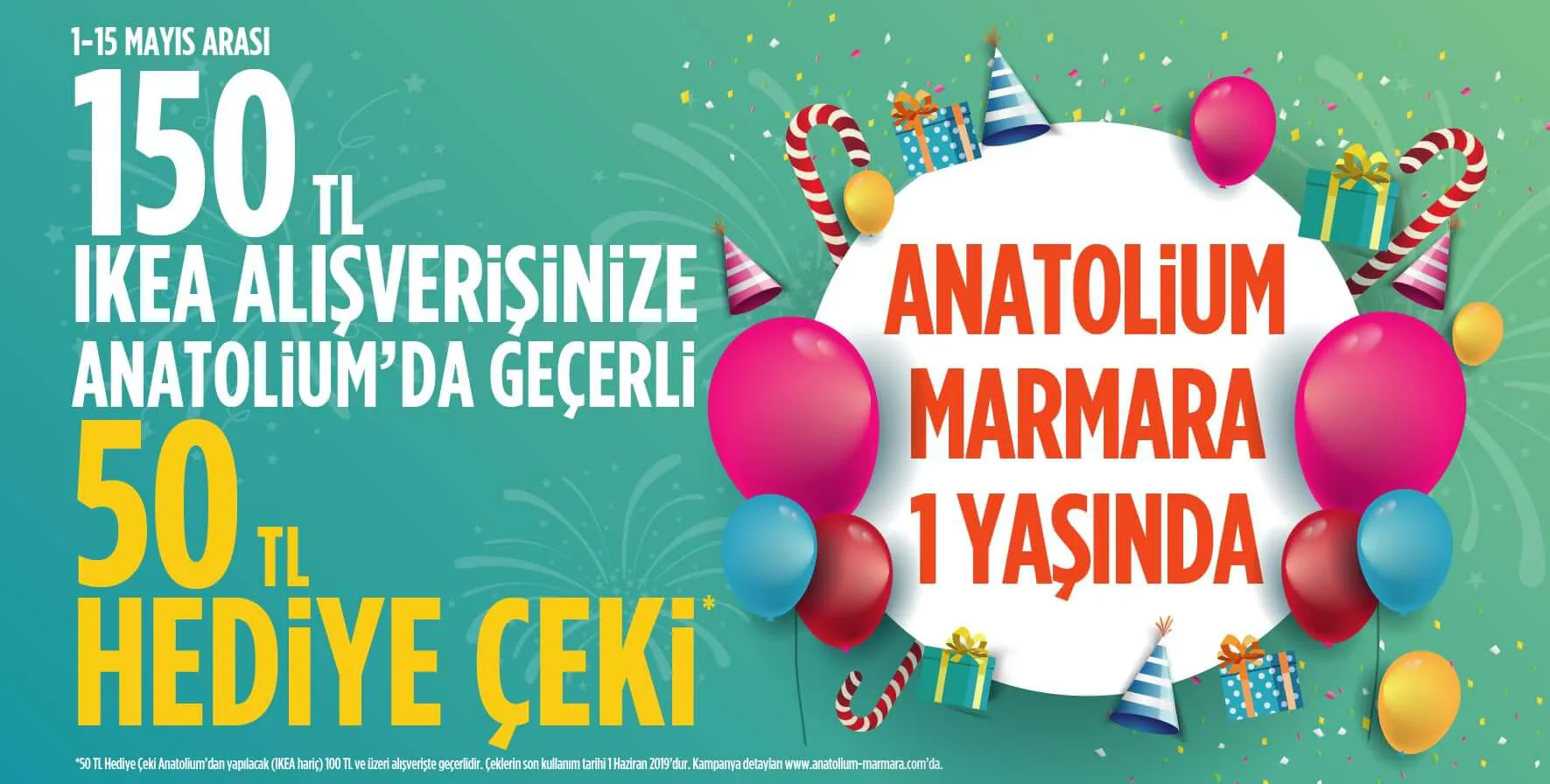 Anatolium Marmara'nın 1. yaşına özel sürpriz hediyeler sizi bekliyor.