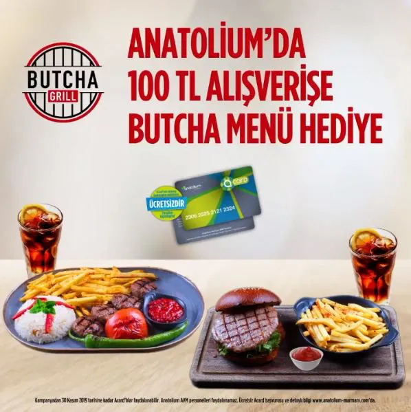 Anatolium Marmara'dan Butcha menü hediye! Anatolium Marmara'dan Butcha menü hediye!