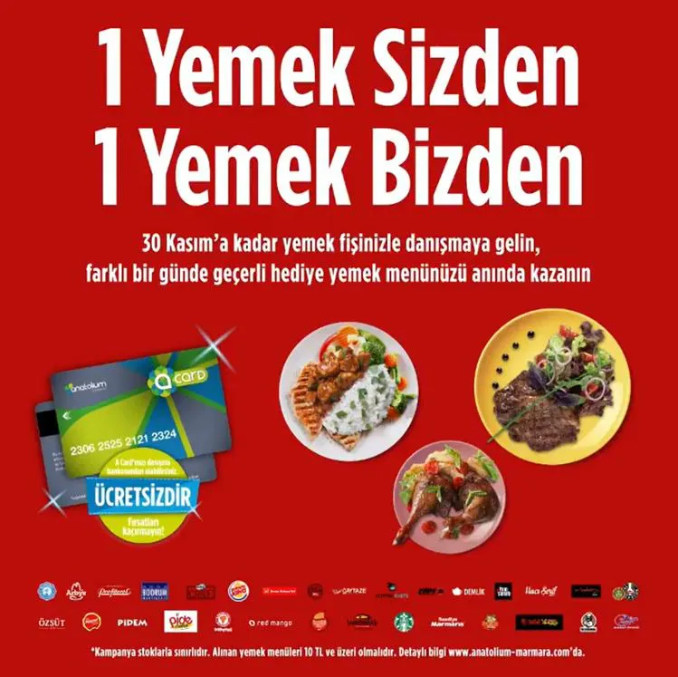 1 Yemek Sizden 1 Yemek Anatolium'dan!