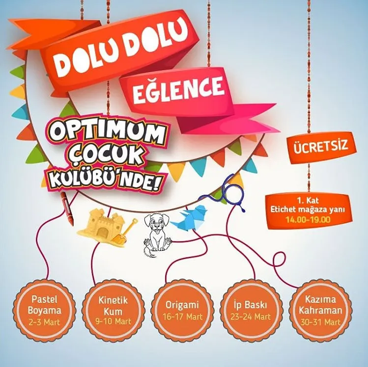 Dolu dolu eğlence Ankara Optimum Outlet Çocuk Kulübü'nde! 