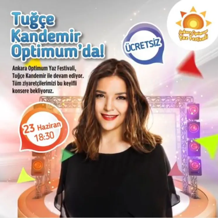 Ankara Optimum Yaz Festivali Tuğçe Kandemir konseriyle devam ediyor!
