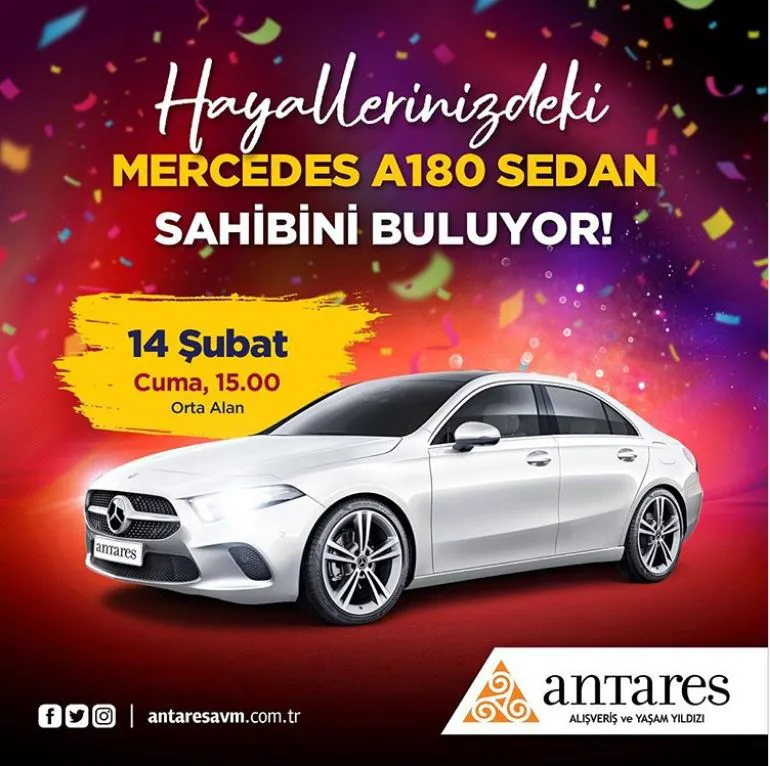 Antares AVM Mercedes A180 Sedan Çekilişi Gerçekleşiyor! Antares AVM Mercedes A180 Sedan Çekilişi Gerçekleşiyor!