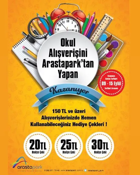 Okul Alışverişini Arastapark’da yapan kazanıyor! Okul Alışverişini Arastapark’da yapan kazanıyor!