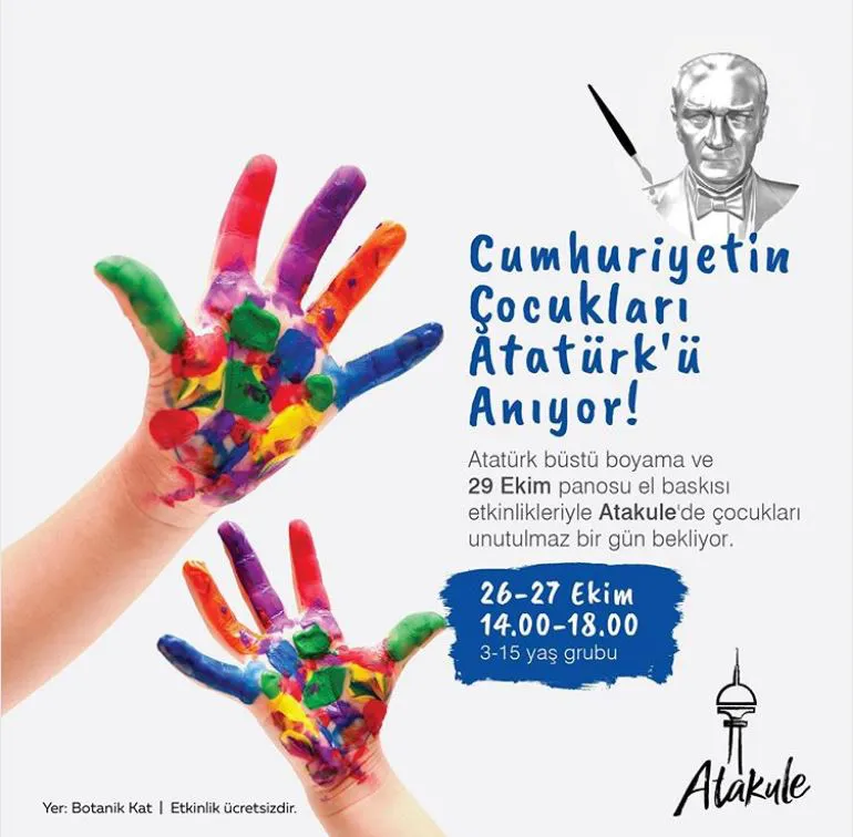 Cumhuriyetin çocukları kentin simgesi Atakule'de Atatürk'ü anıyor!
