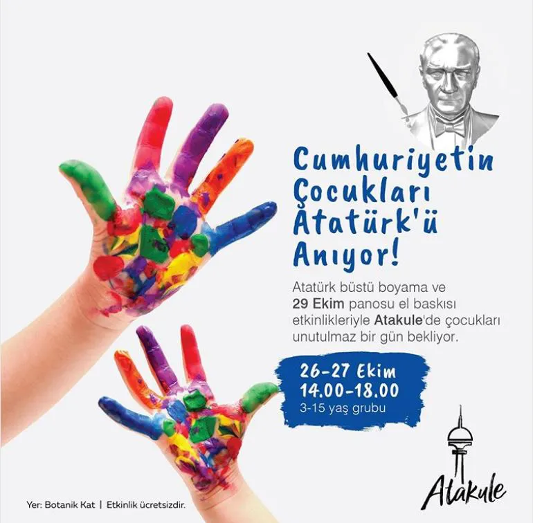 Cumhuriyetin çocukları kentin simgesi Atakule'de Atatürk'ü anıyor! Cumhuriyetin çocukları kentin simgesi Atakule'de Atatürk'ü anıyor!