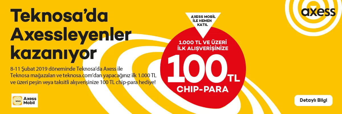 Axess Mobil ile Teknosa'da 100 TL chip-para! Axess Mobil ile Teknosa'da 100 TL chip-para!