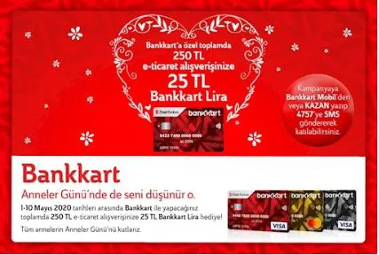 Bankkart ile Anneler Günü'nde 25 TL Bankkart Lira Fırsatı! Bankkart ile Anneler Günü'nde 25 TL Bankkart Lira Fırsatı!