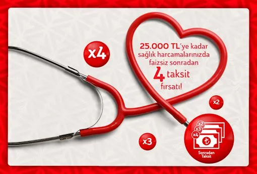 Bankkart ile Sağlıkta 25.000 TL'ye kadar Faizsiz Sonradan 4 Taksit Bankkart ile Sağlıkta 25.000 TL'ye kadar Faizsiz Sonradan 4 Taksit