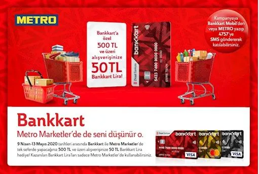 Bankkart ile Metro Marketler'de 50 TL Bankkart Lira fırsatı!