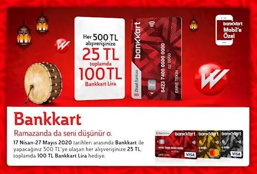 Bankkart'tan Ramzan'da 100 TL Bankkart Lira Fırsatı! Bankkart'tan Ramzan'da 100 TL Bankkart Lira Fırsatı!