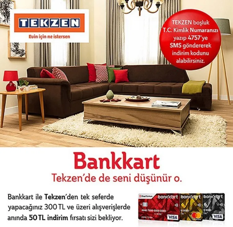 Bankkart ile Tekzen'de 50 TL İndirim Fırsatı! Bankkart ile Tekzen'de 50 TL İndirim Fırsatı!