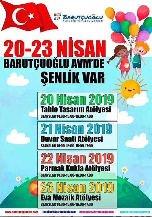 20-23 Nisan'da Barutcuoglu Avm'de Şenlik Var!