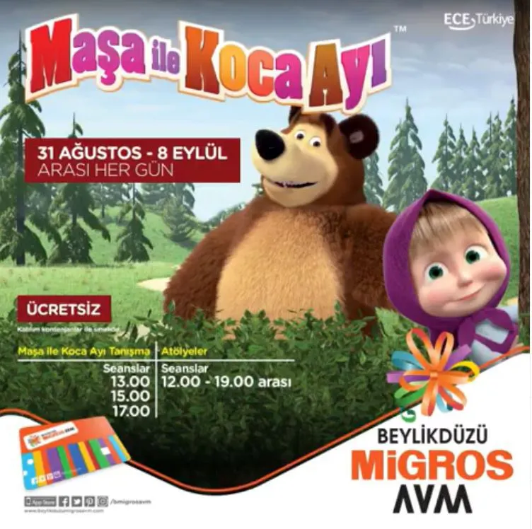 Beylikdüzü Migros AVM Maşa ile Koca Ayı Müzikal Etkinliği! Beylikdüzü Migros AVM Maşa ile Koca Ayı Müzikal Etkinliği!