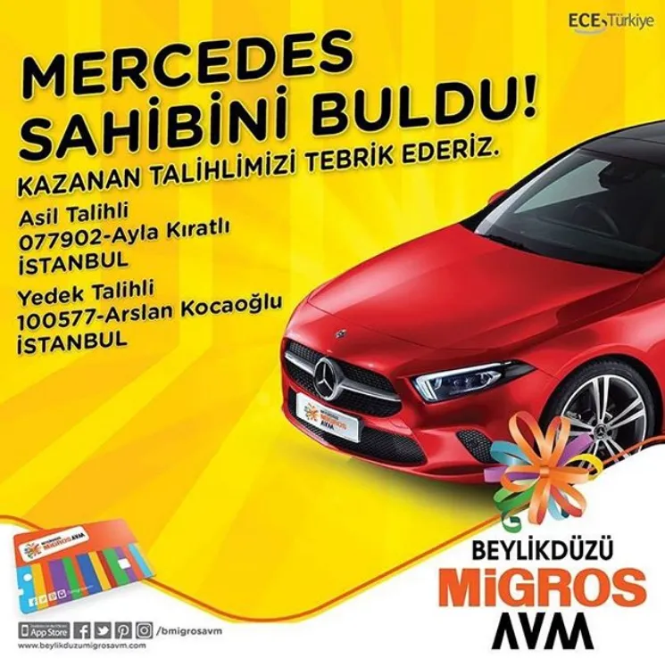 Beylikdüzü Migros AVM Mercedes-Benz A200 Çekiliş Sonucu Açıklandı! Beylikdüzü Migros AVM Mercedes-Benz A200 Çekiliş Sonucu Açıklandı!