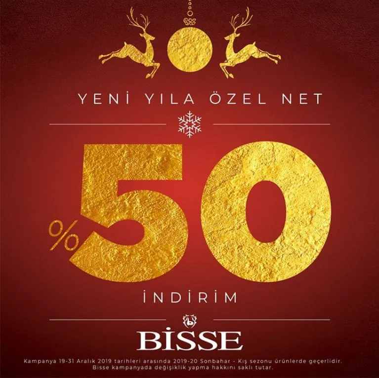 Bisse'de yeni yıla özel net %50 indirim fırsatı! Bisse'de yeni yıla özel net %50 indirim fırsatı!