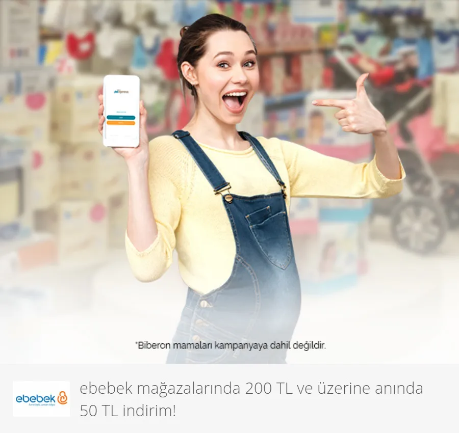 ebebek mağazalarında BKM Express ile 50 TL indirim!