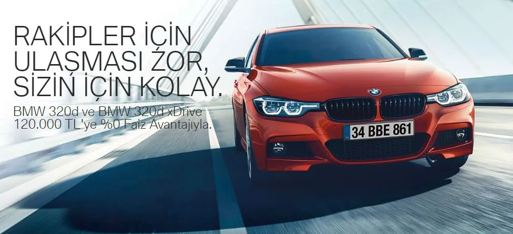 BMW 320d ve BMW 320d xDrive 120.000 TL’ye %0 faiz avantajıyla!