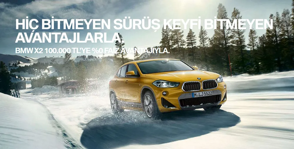 BMW X2 100.000 TL'ye %0 Faiz Avantajıyla! BMW X2 100.000 TL'ye %0 Faiz Avantajıyla!