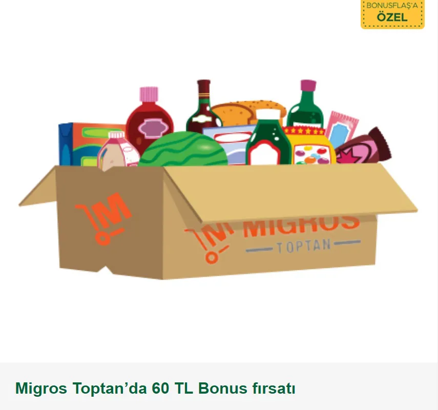 Migros Toptan’da 60 TL Bonus fırsatı!