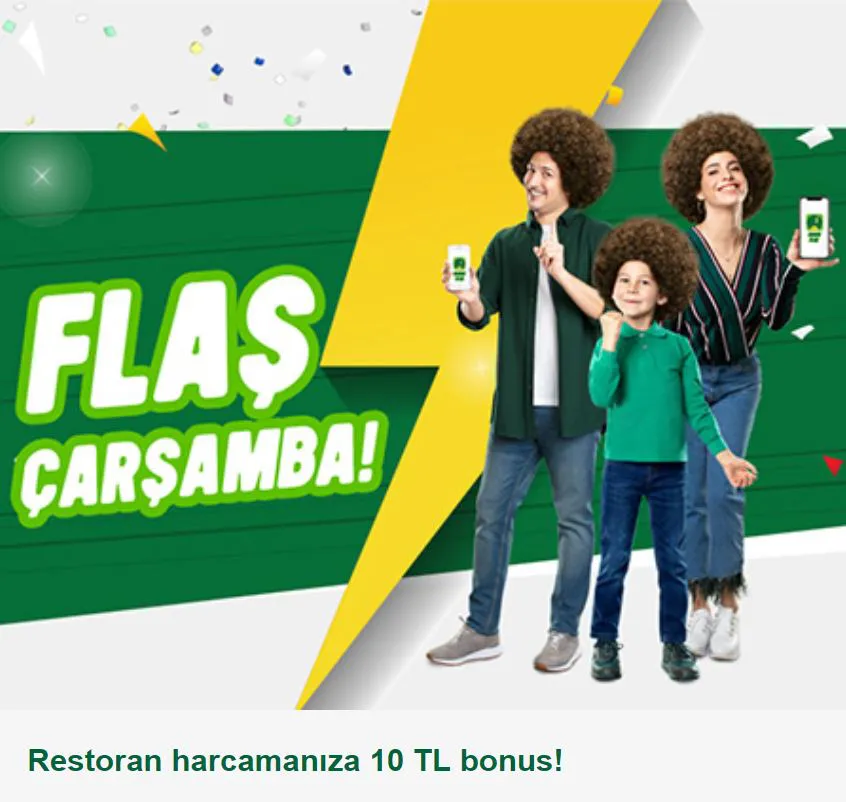 Restoran harcamanıza 10 TL bonus!
