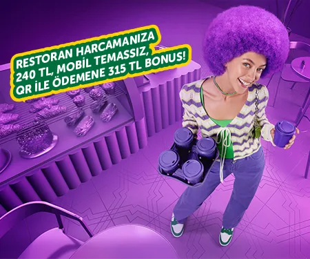 Bonus Genç'le restoran, fast food ve kahve zincirlerinde 240 TL, Mobil Temassız veya QR ile ödemene 315 TL bonus!