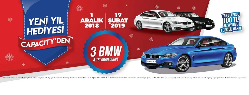 Capacity’den 3 BMW 4.18i Grand Coupe Çekiliş Kampanyası! Capacity’den 3 BMW 4.18i Grand Coupe Çekiliş Kampanyası!