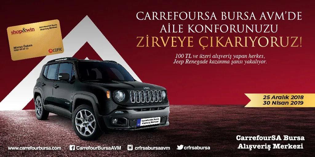 CarrefourSA Bursa AVM, ailenizin konforu için Jeep kazandırıyor! CarrefourSA Bursa AVM, ailenizin konforu için Jeep kazandırıyor!