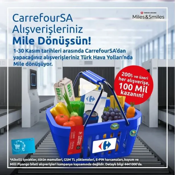 CarrefourSA alışverişleriniz Türk Hava Yolları’nda Mile dönüşüyor!