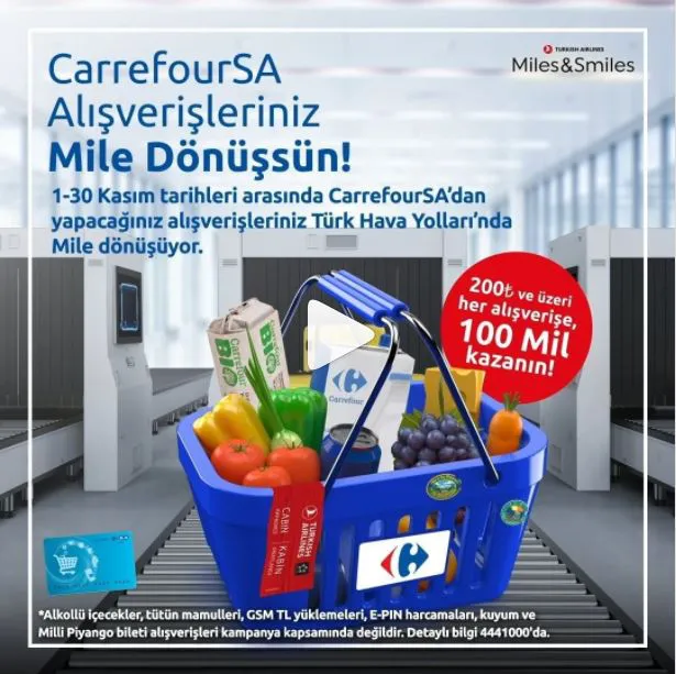 CarrefourSA alışverişleriniz Türk Hava Yolları’nda Mile dönüşüyor! CarrefourSA alışverişleriniz Türk Hava Yolları’nda Mile dönüşüyor!