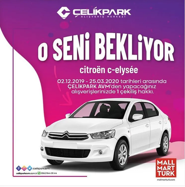 Çelikpark AVM Citroen C-Elysee Çekiliş Kampanyası! Çelikpark AVM Citroen C-Elysee Çekiliş Kampanyası!