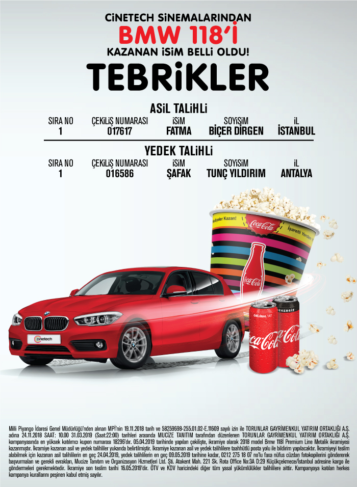 Cinetech Sinemaları BMW 118i Çekiliş Sonucu Açıklandı!