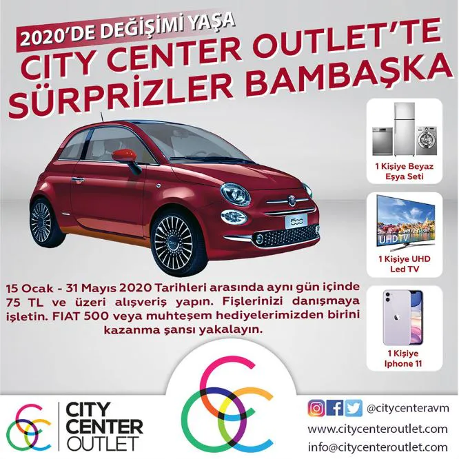 City Center Outlet Fiat 500 Çekiliş Kampanyası!