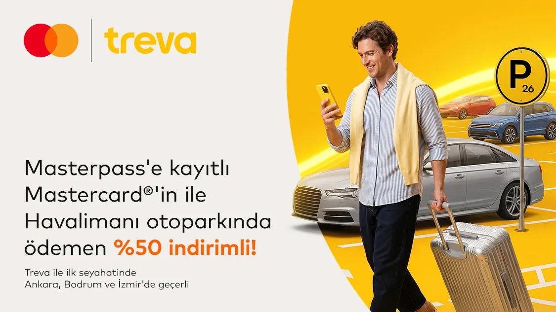 Crystal ile Mastercard’ınıza özel Treva mobil uygulamasında geçerli otopark ödemelerinizde %50 indirim ayrıcalığı!