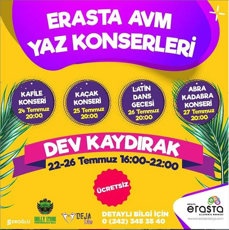 Erasta Avm yaz konserleri başlıyor!