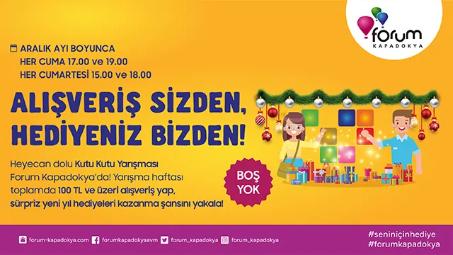 Alışveriş Sizden, Hediyeniz Forum Kapadokya'dan! Alışveriş Sizden, Hediyeniz Forum Kapadokya'dan!