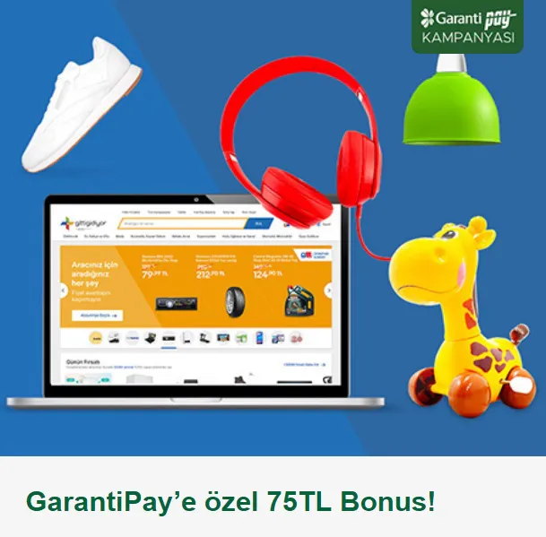 Gittigidiyor'da GarantiPay’e özel 75TL Bonus! Gittigidiyor'da GarantiPay’e özel 75TL Bonus!