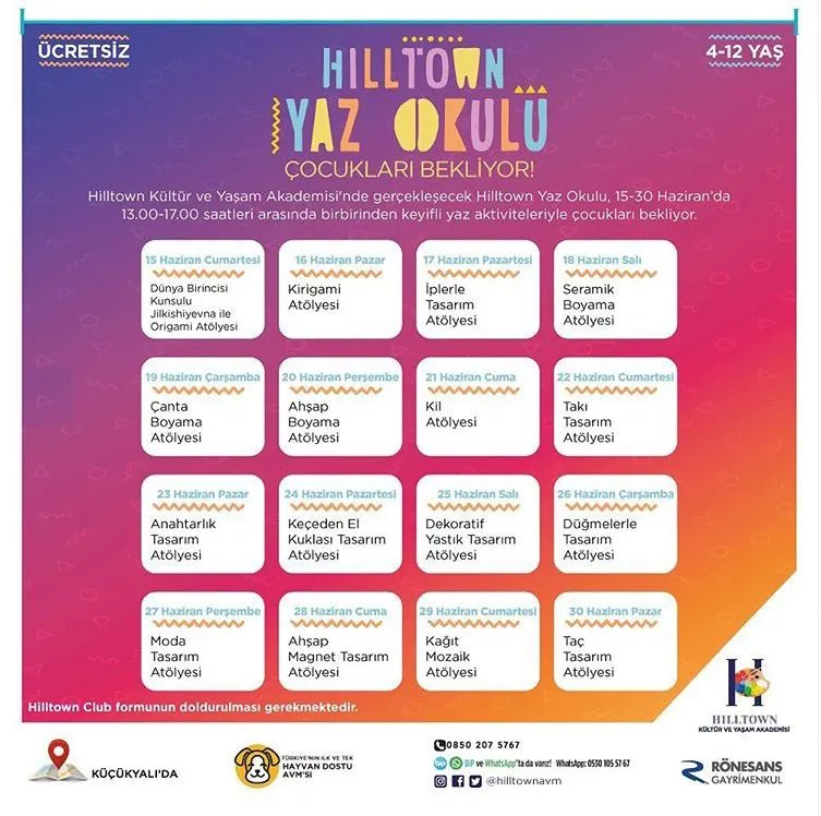 Hilltown Yaz Okulu çocukları bekliyor!